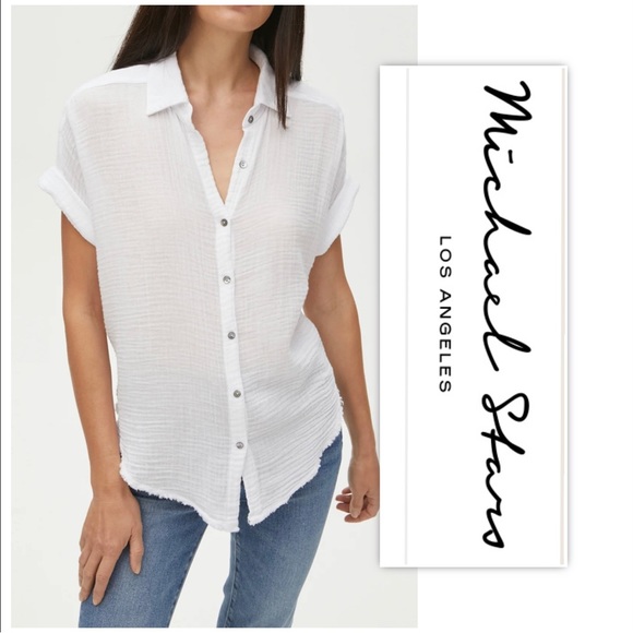 Michael Stars Tops Michael Stars White Bailey Gauze Button Down Shirt Poshmark